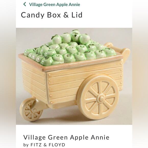 2 Vintage Fitz‎ & Floyd Candy Boxes, Village Green Apple Annie, Apple Cart - Picture 12 of 13
